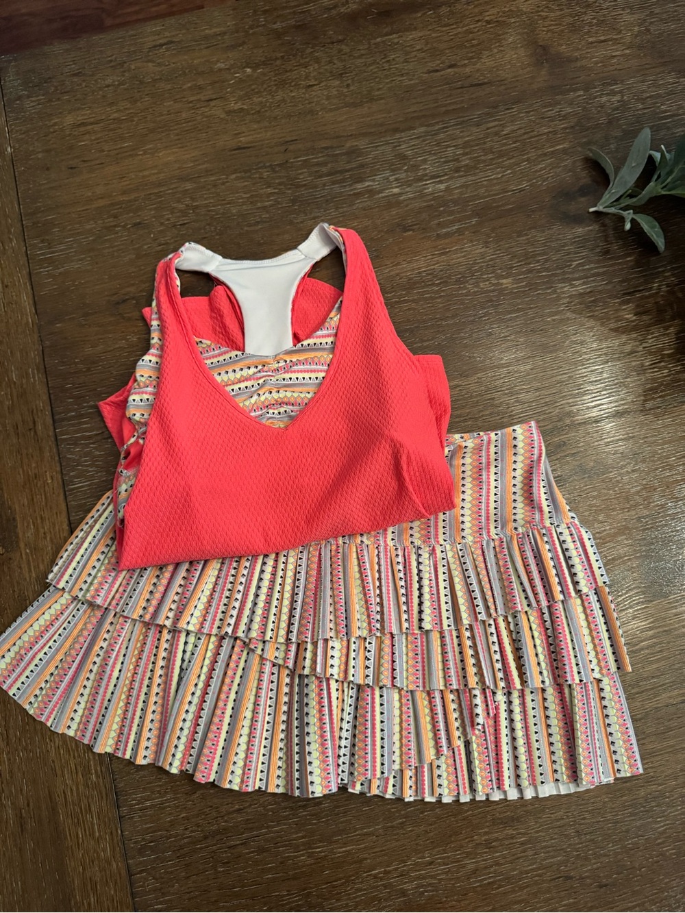 Lucky in Love Coral Pink Top with Multicolor Trim